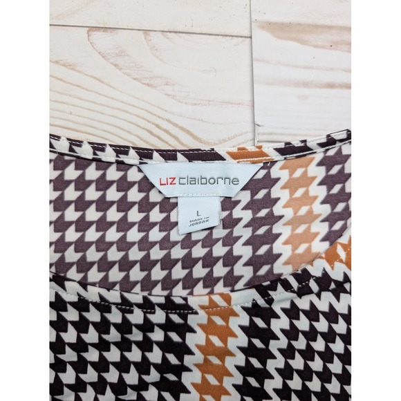 Liz Claiborne‎ Size Large Multicolor Geometric 3/4 Sleeve Womems Blouse - Picture 2 of 8